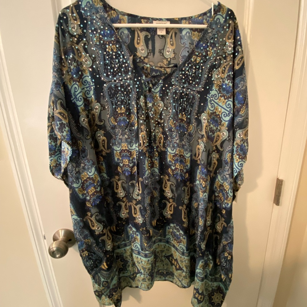 Avenue Blue and Green Oversized Tunic